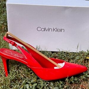 Calvin Klein Vibrant Red Slingback Heels